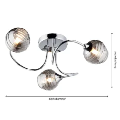 Marple 3 Light Semi Flush Ceiling Light - Chrome & Smoke -Homebase Sales Store 13645383 1284956789790284