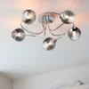 Marple 5 Light Semi Flush Ceiling Light - Chrome & Smoke
