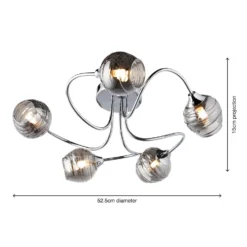 Marple 5 Light Semi Flush Ceiling Light - Chrome & Smoke -Homebase Sales Store 13645384 2014956789790233