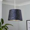 Mia Velvet 30cm Patterned Lamp Shade - Navy 2 Mia Velvet 30cm Patterned Lamp Shade - Navy -Homebase Sales Store 13751363 1364969499002821