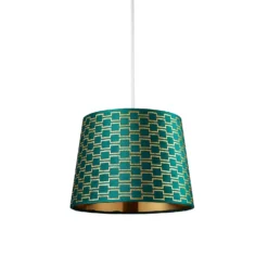 Mia Velvet 30cm Patterned Lamp Shade - Emerald -Homebase Sales Store 13751364 6714969499151507