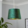 Mia Velvet 30cm Patterned Lamp Shade - Emerald -Homebase Sales Store 13751364 7444969499012115