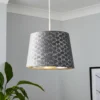 Mia Velvet 30cm Patterned Lamp Shade - Grey -Homebase Sales Store 13751365 1954969499005629