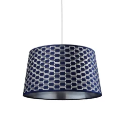 Mia Velvet 43cm Patterned Lamp Shade - Navy -Homebase Sales Store 13751366 1054969499148633