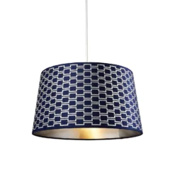 Mia Velvet 43cm Patterned Lamp Shade - Navy -Homebase Sales Store 13751366 1844969499057196