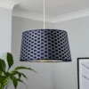 Mia Velvet 43cm Patterned Lamp Shade - Navy -Homebase Sales Store 13751366 1894969498969071