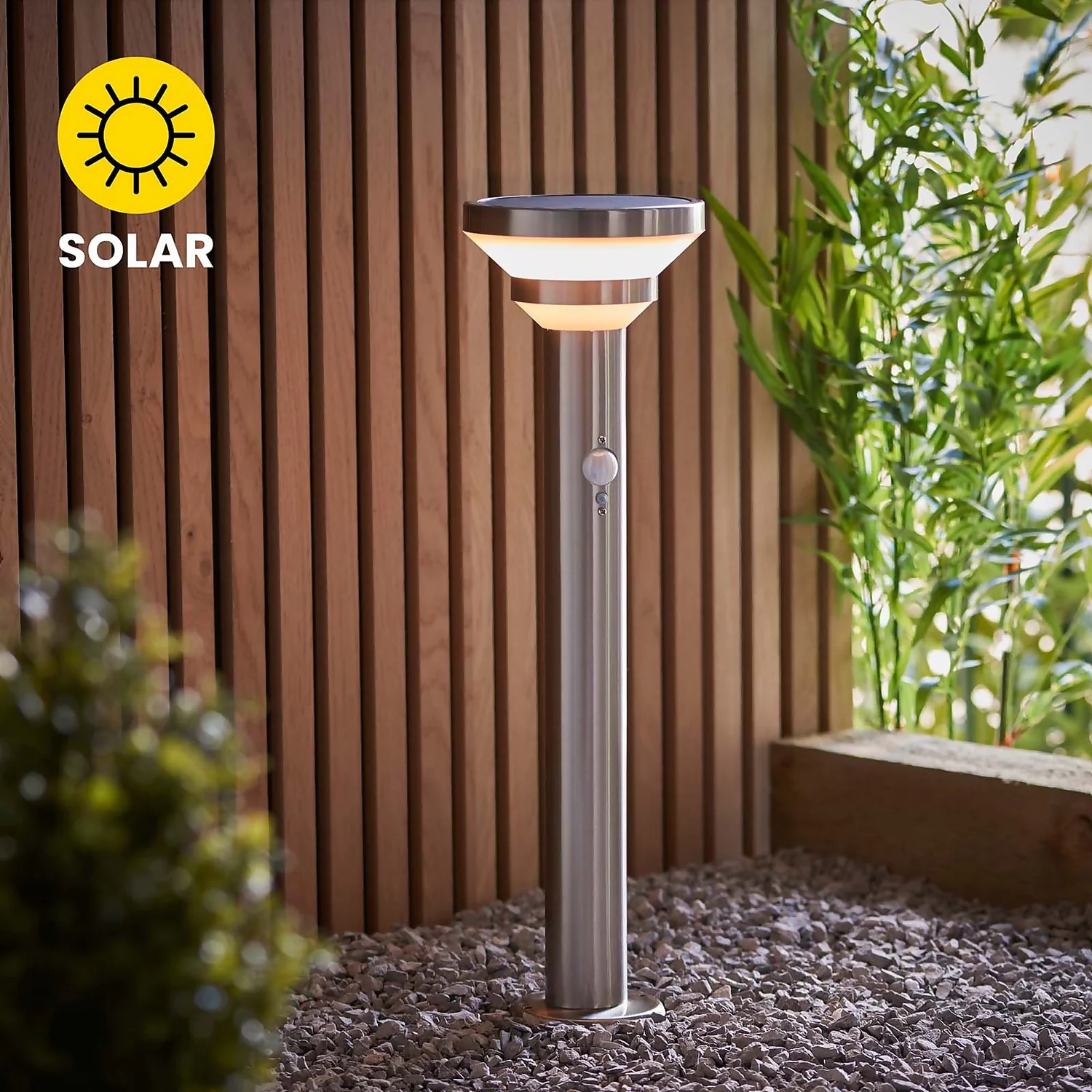 Halton 50cm Photocell & PIR Solar Outdoor Floor Light - Stainless Steel Halton 50cm Photocell & PIR Solar Outdoor Floor Light - Stainless Steel -Homebase Sales Store 13794246 1724957104226029