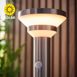 Halton 80cm Photocell & PIR Solar Outdoor Floor Light - Stainless Steel -Homebase Sales Store 13794247 1994957104299049