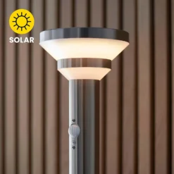 Halton 80cm Photocell & PIR Solar Outdoor Floor Light - Stainless Steel -Homebase Sales Store 13794247 4794957104151224