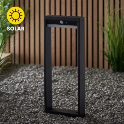 Dannah 50cm Photocell & PIR Solar Outdoor Floor Light - Black -Homebase Sales Store 13794248 1854957105631463