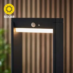 Dannah 50cm Photocell & PIR Solar Outdoor Floor Light - Black -Homebase Sales Store 13794248 9884957105704540