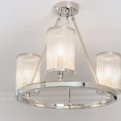 Easton Semi Flush Light - 3lt Nickel -Homebase Sales Store 13794251 3694957105380618