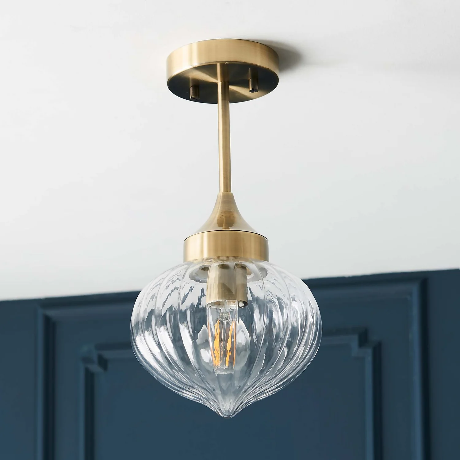 Addington Semi Flush Light - Brass Addington Semi Flush Light - Brass -Homebase Sales Store 13794259 1634957104038721