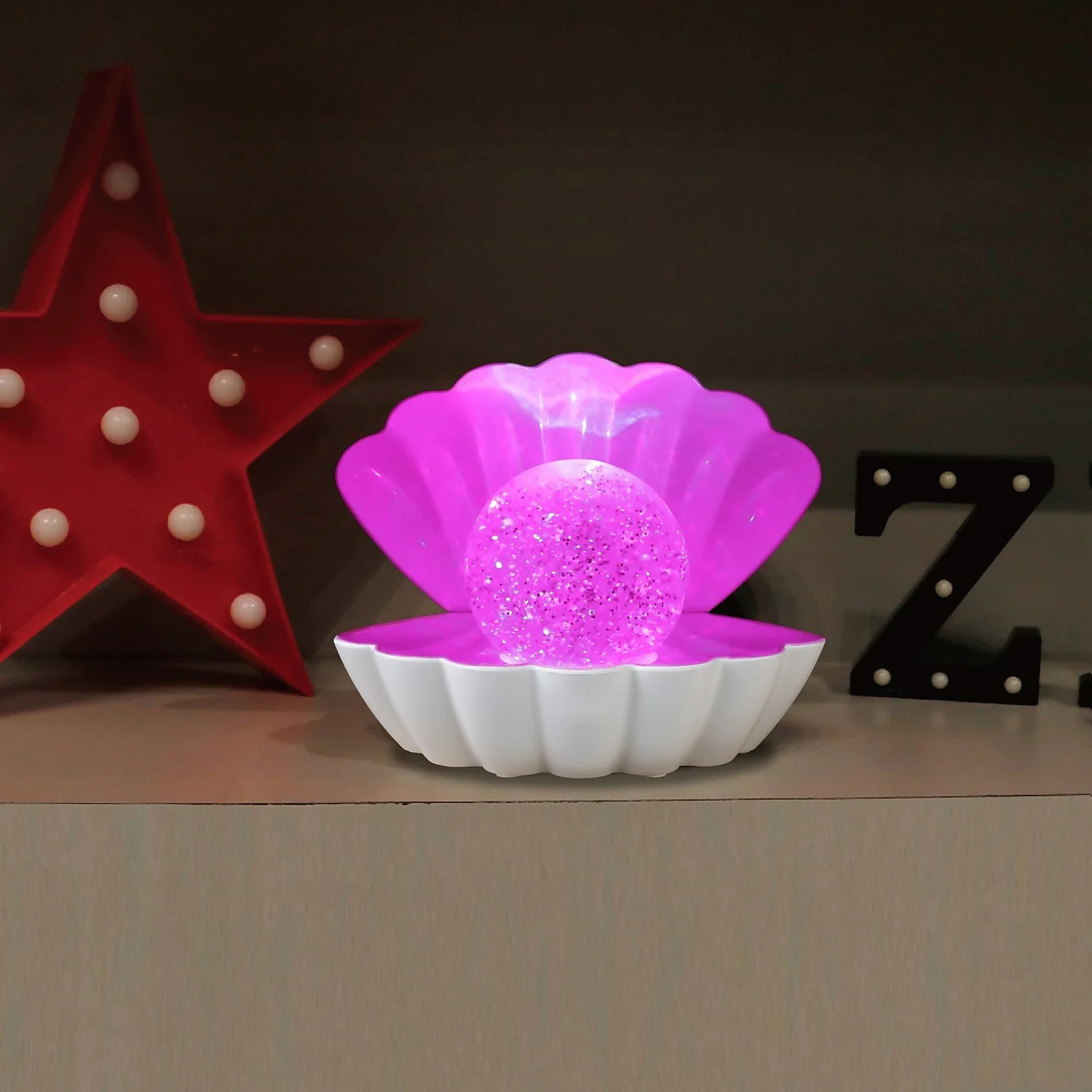 Colour Changing LED Glitter Shell Lamp Colour Changing LED Glitter Shell Lamp -Homebase Sales Store 13892610 9254998572480319