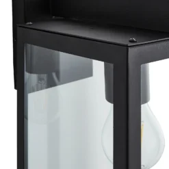 Hestia E27 Glass Panel Outdoor Box Lantern - Black -Homebase Sales Store 13924362 1874980109381578