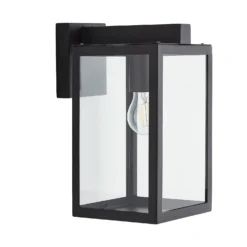 Hestia E27 Glass Panel Outdoor Box Lantern - Black -Homebase Sales Store 13924362 1994980109353483