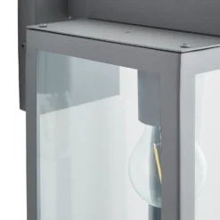 Hestia E27 Glass Panel Outdoor Box Lantern - Silver -Homebase Sales Store 13924363 3694980108180933
