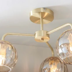 Geneva 3 Light Semi Flush Ceiling Light - Brass -Homebase Sales Store 13938484 1564981960477596
