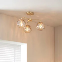 Geneva 3 Light Semi Flush Ceiling Light - Brass -Homebase Sales Store 13938484 1964981960168518