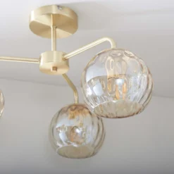 Geneva 3 Light Semi Flush Ceiling Light - Brass -Homebase Sales Store 13938484 8334981960392015