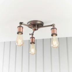 Henrik 3 Light Semi Flush Ceiling Light - Pewter -Homebase Sales Store 13938488 6774981961158392
