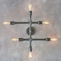 Gabe 6 Light Semi Flush Ceiling Light - Pewter -Homebase Sales Store 13938505 1214981959209241