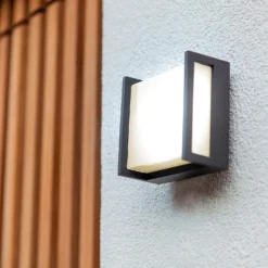 Lutec Qubo LED Square Outdoor Wall Light - Anthracite -Homebase Sales Store 13950210 1354993052295615