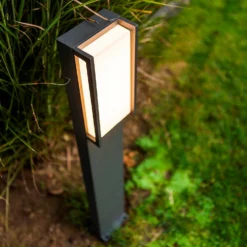 Lutec Qubo LED Outdoor Bollard Light - Anthracite -Homebase Sales Store 13950213 1584993071774315