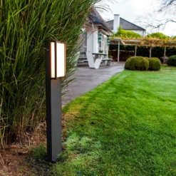 Lutec Qubo LED Outdoor Bollard Light - Anthracite -Homebase Sales Store 13950213 2054993071842937