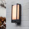 Lutec Qubo LED Outdoor Wall Light With PIR Motion Sensor - Anthracite -Homebase Sales Store 13950215 1894993052423604