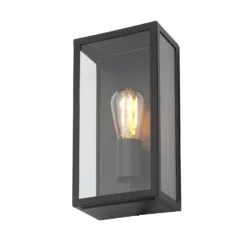 Minerva Outdoor Box Lantern Wall Light - Black -Homebase Sales Store 13956092 8584995190292484