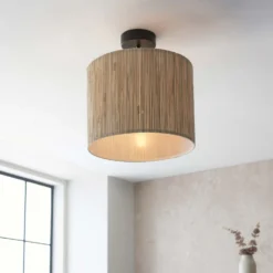 Caen Semi Flush Ceiling Light - Natural -Homebase Sales Store 14301796 1595038439089281
