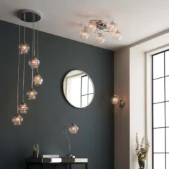 Clashmore Cluster Pendant Ceiling Light - Chrome Effect -Homebase Sales Store 14301803 1375038438183734