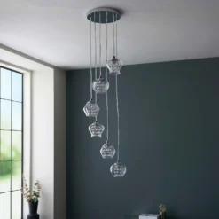 Clashmore Cluster Pendant Ceiling Light - Chrome Effect -Homebase Sales Store 14301803 6185038437866010