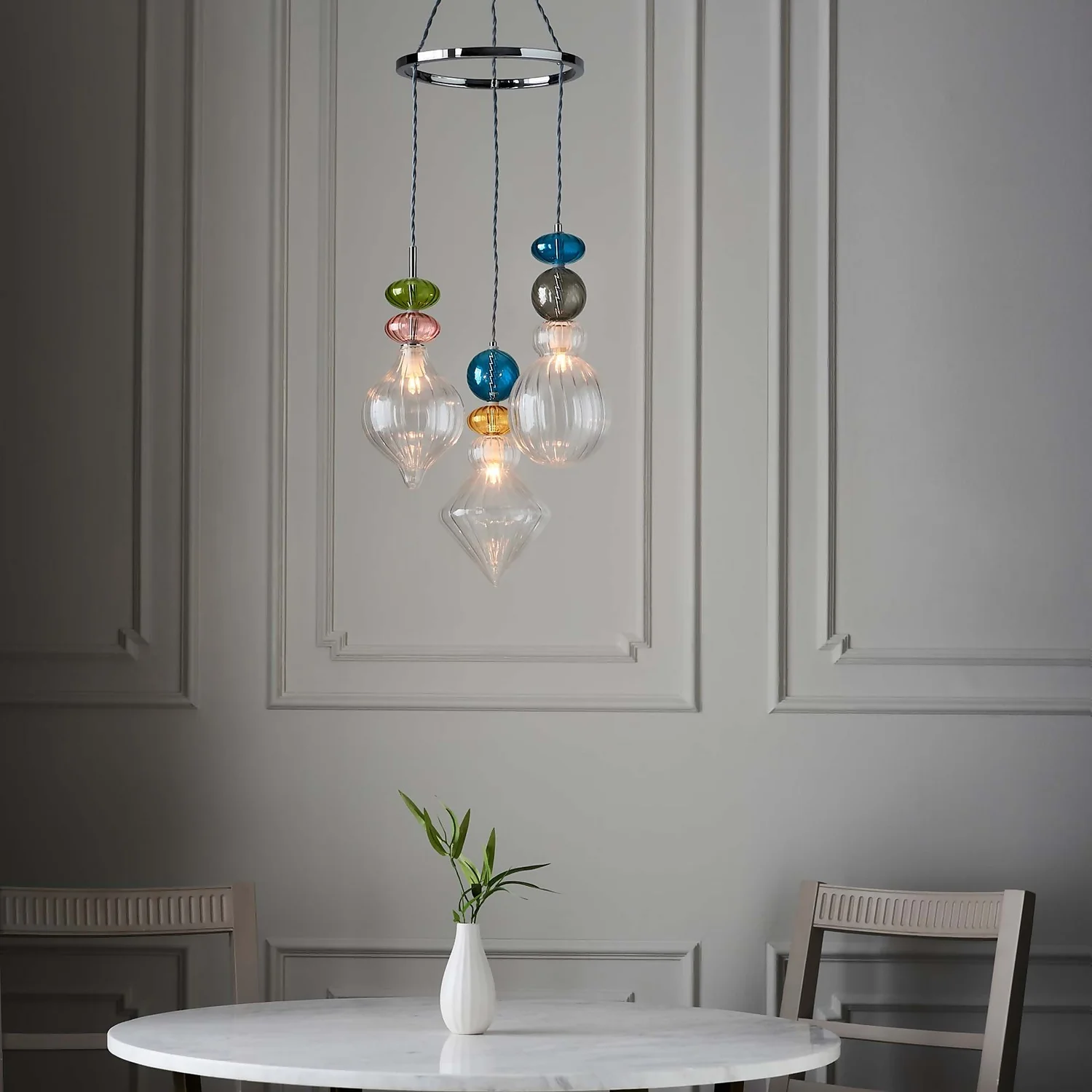 Elgin Cluster Pendant Ceiling Light - Multicoloured & Chrome Elgin Cluster Pendant Ceiling Light - Multicoloured & Chrome -Homebase Sales Store 14301808 1895038439554155