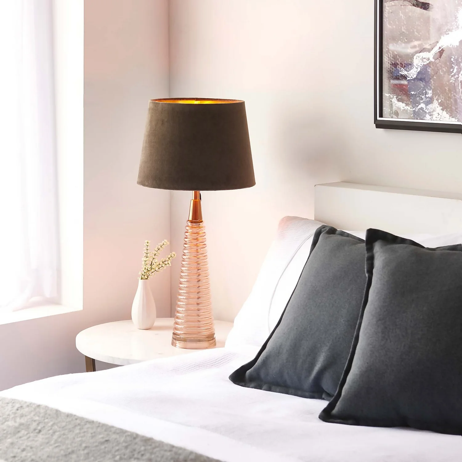 Fearn Table Lamp - Pink Fearn Table Lamp - Pink -Homebase Sales Store 14301811 2015038438667568