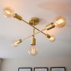 Logie Semi Flush Ceiling Light - Brass Effect -Homebase Sales Store 14301818 1055038438992516