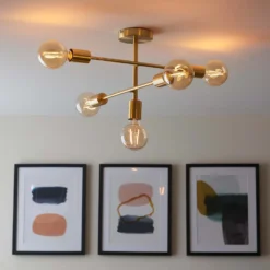 Logie Semi Flush Ceiling Light - Brass Effect -Homebase Sales Store 14301818 1365038438855872