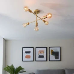 Logie Semi Flush Ceiling Light - Brass Effect -Homebase Sales Store 14301818 4345038439050593
