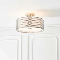 Orton Flush Ceiling Light - Nickel Effect -Homebase Sales Store 14301820 1655038438019376