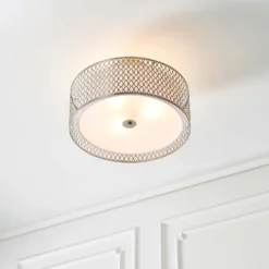 Orton Flush Ceiling Light - Nickel Effect -Homebase Sales Store 14301820 5375038437973998