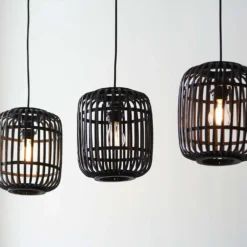 Saval 3 Lamp Pendant Diner Bar Light - Dark Bamboo -Homebase Sales Store 14301826 1845038437917034