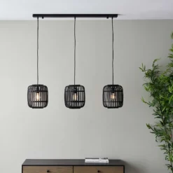 Saval 3 Lamp Pendant Diner Bar Light - Dark Bamboo -Homebase Sales Store 14301826 9715038437780921