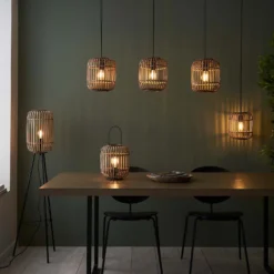 Saval 3 Lamp Pendant Diner Bar Light - Natural Bamboo -Homebase Sales Store 14301827 1885038439537988