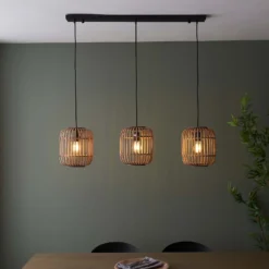 Saval 3 Lamp Pendant Diner Bar Light - Natural Bamboo -Homebase Sales Store 14301827 4415038439206326
