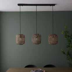 Saval 3 Lamp Pendant Diner Bar Light - Natural Bamboo -Homebase Sales Store 14301827 4775038439249934