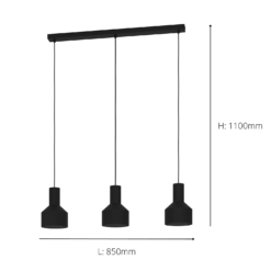 Eglo Casibare 3 Lamp Diner Bar Light - Black -Homebase Sales Store 14302945 9305038223087481