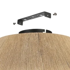 Eglo Alderney Flush Ceiling Light - Black & Natural -Homebase Sales Store 14302949 1545038223134194