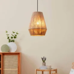 Eglo Alderney Pendant Ceiling Light - Black & Natural