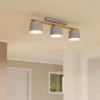 Eglo Mariel 3 Lamp Flush Ceiling Light - Grey & Wood -Homebase Sales Store 14302955 1775038224233337